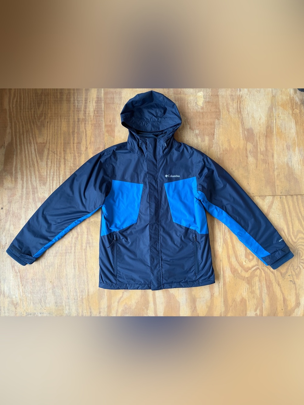 Columbia Navy & Bright Blue Hooded Raincoat